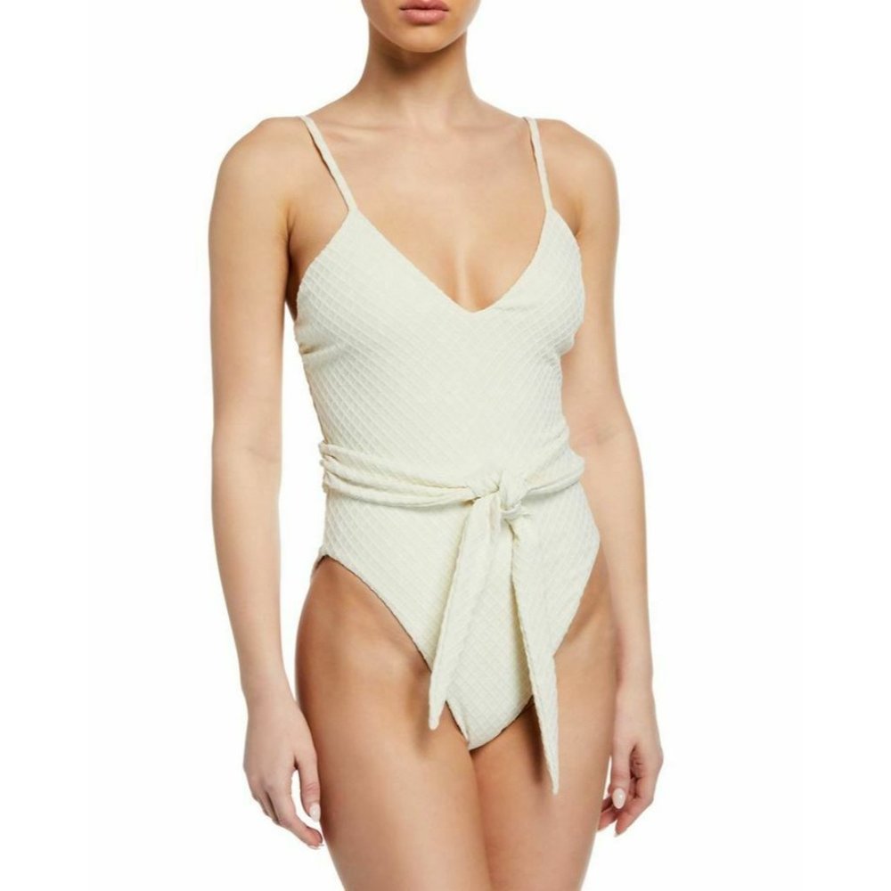 Mara Hoffman Gamela Belted High-Cut One Piece Swimsuit NWT Size L
